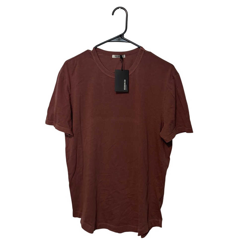 Buck Mason Curved Hem Tee Shirt Mens Medium Brick Red Pima Cotton Short Sleeve